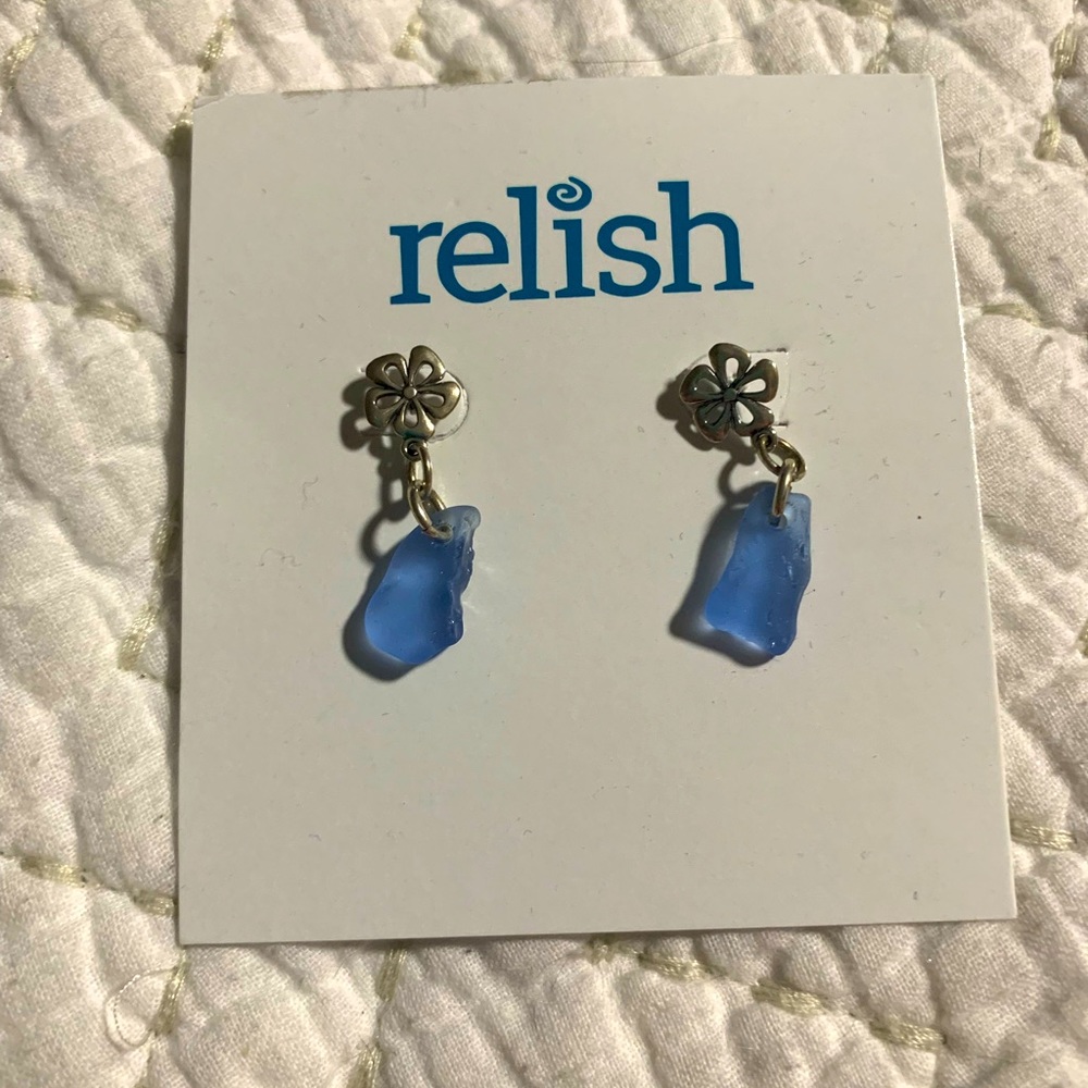 Relish sea glass earrings NWT